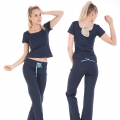 Yoga fitness Workout clothing suits(Short sleeve shirt+Drawstring Pants)